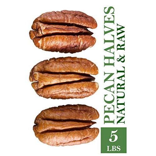 Raw Pecans, Halves In 5 Lbs Bulk And Vacuum Bag. 100% Natural Pe