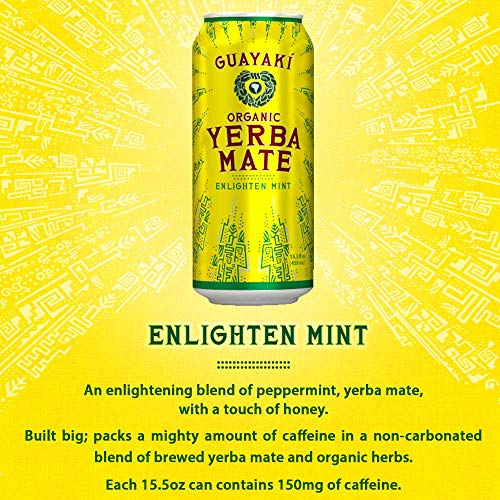 Guayaki Yerba Mate, Organic Drink, Enlighten Mint, 15.5 Ounce Ca