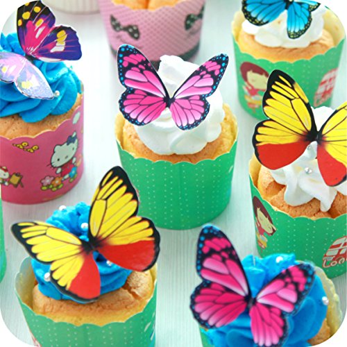 Butterfly Cake Toppers 40Pcs Set, Gucuji Chocolate Mousse Cake C
