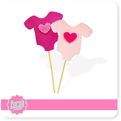 Guguji 40 Pcs Pink Baby Jumpsuits Baby Shower Cake Cupcake Toppe