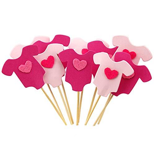 Guguji 40 Pcs Pink Baby Jumpsuits Baby Shower Cake Cupcake Toppe