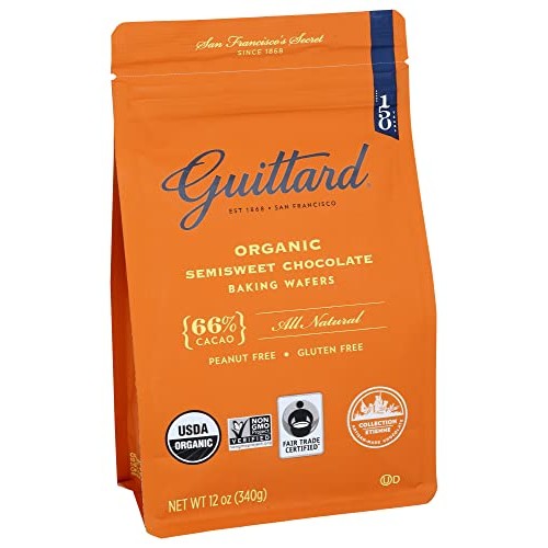 Guittard, Organic 66% Chocolate Baking Wafers, 12 Ounce