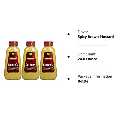 Guldens Spicy Brown Mustard, 8 Ounce Bottle Pack of 3