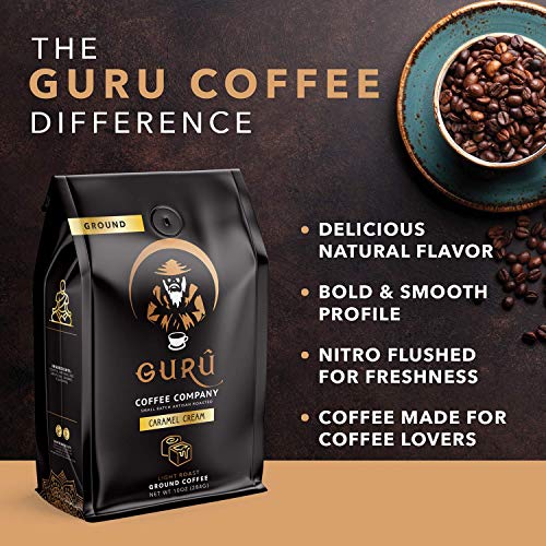 Guru Coffee Company Ground Coffee Light Roast, Caramel Cream Fla