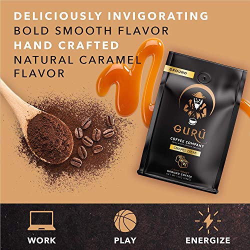 Guru Coffee Company Ground Coffee Light Roast, Caramel Cream Fla