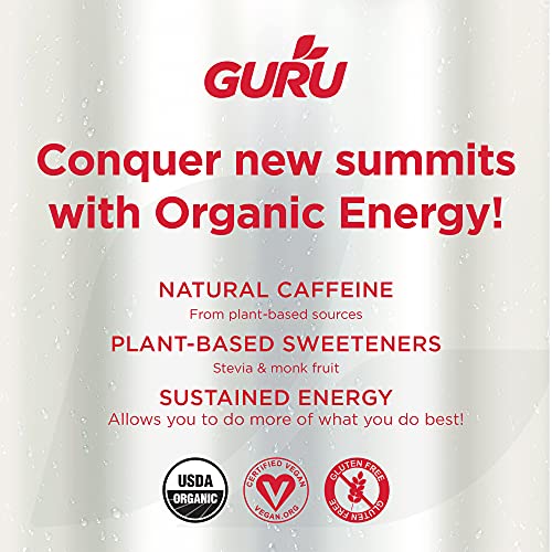 Guru Lite Organic Low Sugar Energy Drink With Green Tea, 12 Ounc