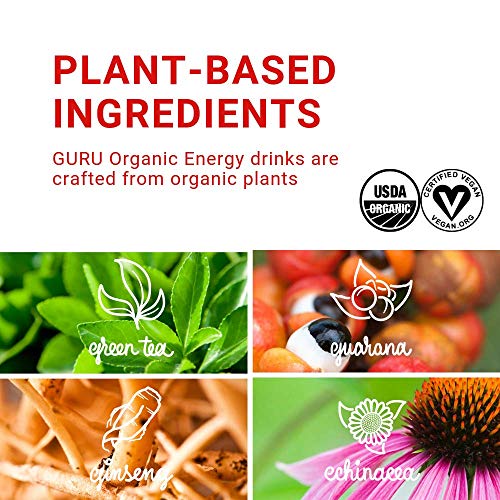 Guru Lite Organic Energy - Low Sugar Vegan Drink With Green Tea,