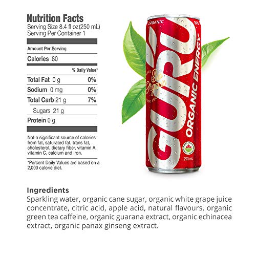 Guru Organic Energy Drink With Green Tea &Amp; Guarana, 8.4 Ounce P