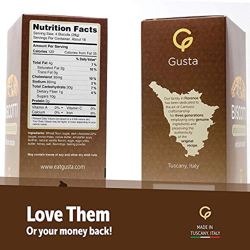 Gusta Authentic Biscotti Made In Tuscany, Italy - Chocolate Chip