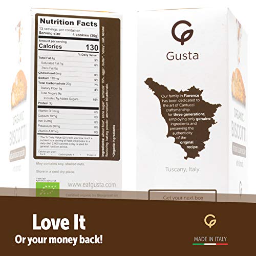 Gusta Usda Organic Biscotti Cookies Made In Tuscany, Italy - Cla