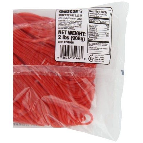 Gustafs Strawberry Laces, 2-Pound Bags Pack Of 3