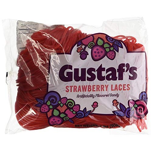 Gustafs Strawberry Red Licorice Laces - 2 Lb. Bag - Pack Of 3