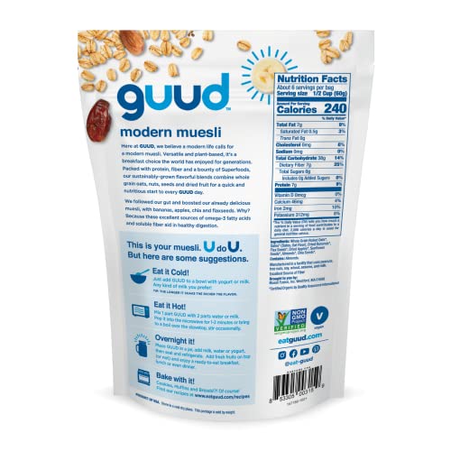 GUUD Gut Fuel Digestive Blend Organic Muesli Cereal, 12 Ounce P...