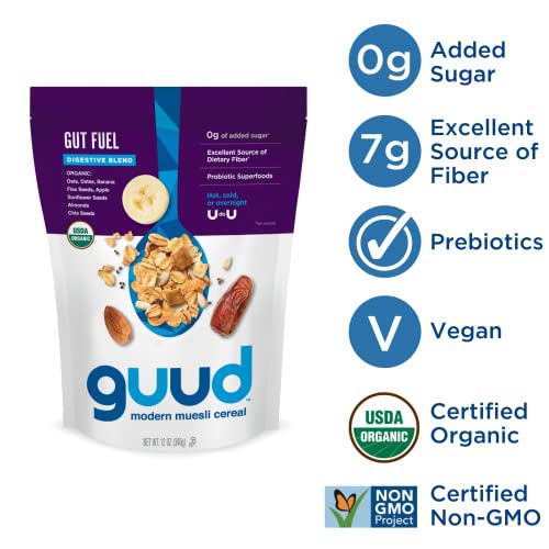 GUUD Gut Fuel Digestive Blend Organic Muesli Cereal, 12 Ounce P...