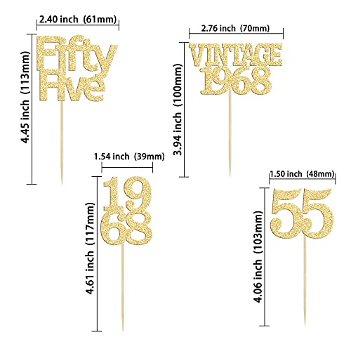 Gyufise 24Pcs 55Th Birthday Cupcake Toppers Glitter Cheers To 55