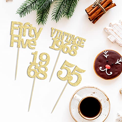 Gyufise 24Pcs 55Th Birthday Cupcake Toppers Glitter Cheers To 55