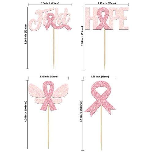 Gyufise 24Pcs Breast Cancer Awareness Cupcake Toppers Glitter Pi...