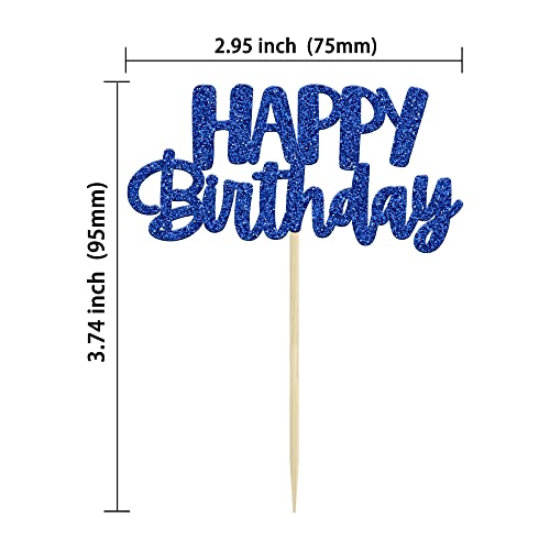Gyufise 24Pcs Happy Birthday Cupcake Toppers Glitter Birthday Cu
