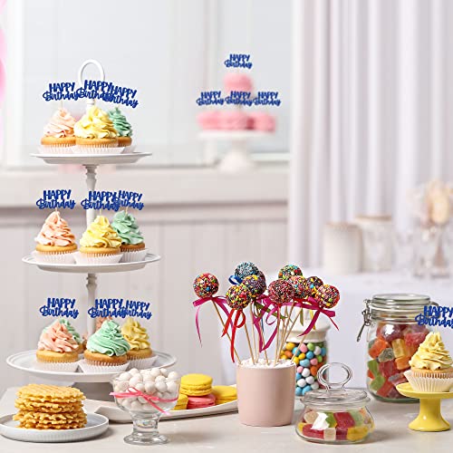 Gyufise 24Pcs Happy Birthday Cupcake Toppers Glitter Birthday Cu