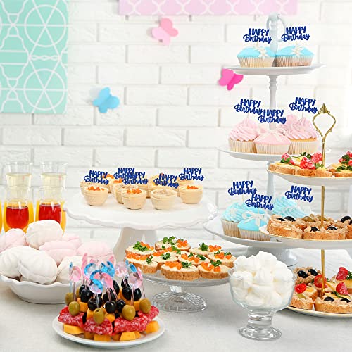 Gyufise 24Pcs Happy Birthday Cupcake Toppers Glitter Birthday Cu