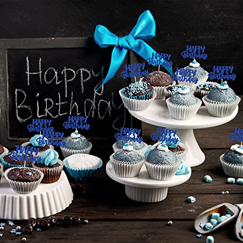 Gyufise 24Pcs Happy Birthday Cupcake Toppers Glitter Birthday Cu