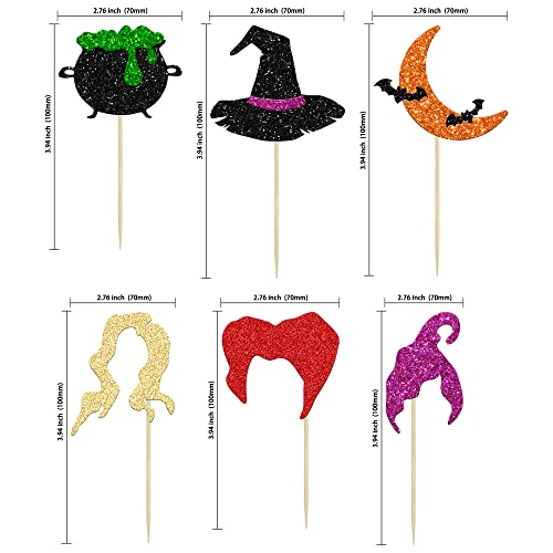 Gyufise 24Pcs Hocus Pocus Cupcake Toppers Witch Hair Halloween C