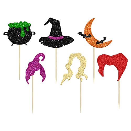 Gyufise 24Pcs Hocus Pocus Cupcake Toppers Witch Hair Halloween C