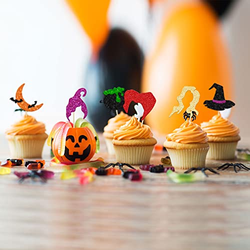 Gyufise 24Pcs Hocus Pocus Cupcake Toppers Witch Hair Halloween C