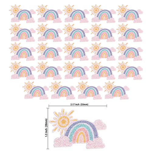 Gyufise 24Pcs Rainbow Clouds Cupcake Toppers Glitter Sun Rainbow