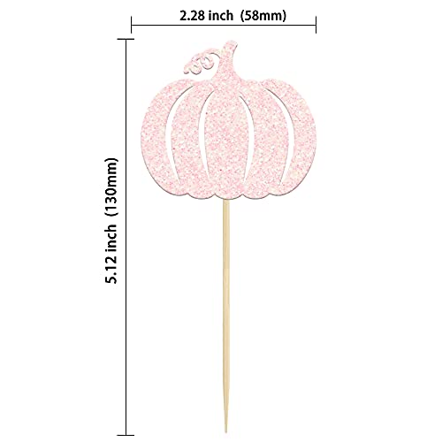 Gyufise Pink Pumpkin Cupcake Toppers Girl Fall Baby Shower Pumpk