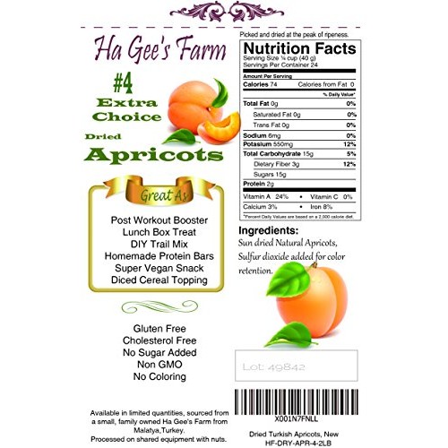 No.4 Extra Choice Dried Apricots, Turkish Apricots, Size #4 5 Lb