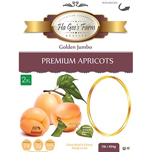 Turkish Dried Apricot, Gourmet Fresh Jumbo Size #1, Reseable Bag