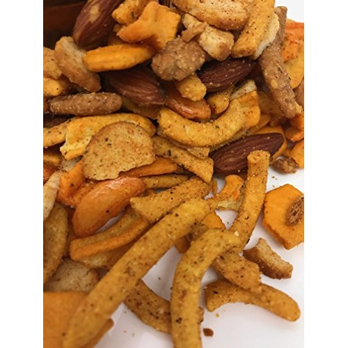 Spicy Snack Mix. Crunchy Bar Food, Blend Of Cheese Crackers, Caj