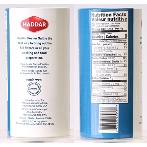 Haddar, Kosher Salt, 16Oz Tube 2 Pack Total 2Lb