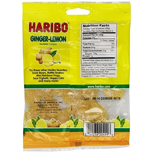 Haribo Gummy Candy, Ginger Lemon, 4-Ounce Pack Of 6 From Jerse