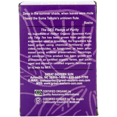 Haiku Japanese Kukicha Twig, 100% Organic, 16-Count Tea Bags Pa