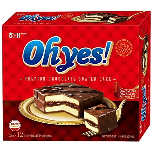 Haitai Oh Yes Premium Chocolate Coated Cake, 11.85 Ounce Pack O