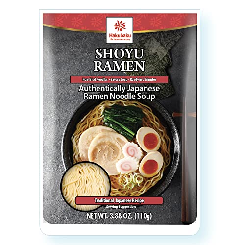 Hakubaku Japanese Ramen Noodle Soup, SHOYU, 3.88oz Pack of 6, ...