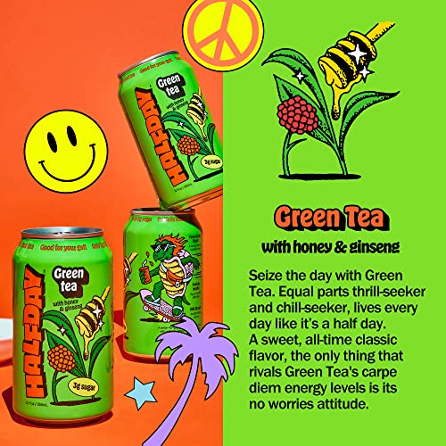 Halfday Prebiotic Green Tea with Honey and Ginseng 12-Pack - Nos...
