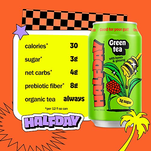 Halfday Prebiotic Green Tea with Honey and Ginseng 12-Pack - Nos...