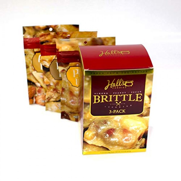 Halls Assorted Brittle Variety Pack, 3.5 Oz Bags Pack Of 3, P