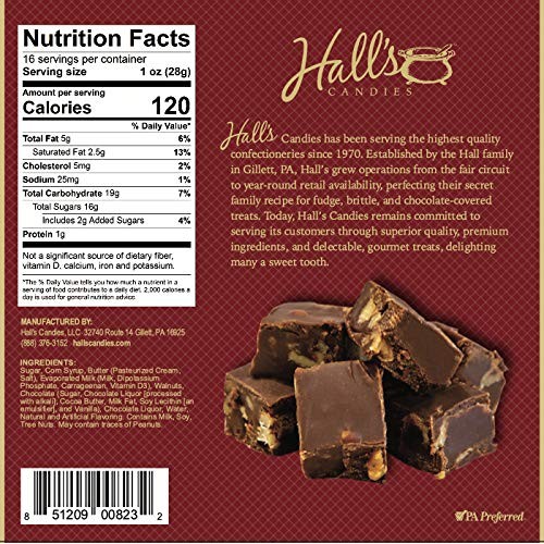 Halls Chocolate Walnut Fudge, 1 Pound