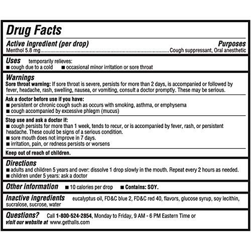 Halls Cherry Cough Drops - With Menthol - 960 Drops 12 Bags Of