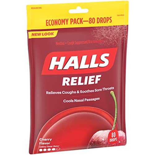 Halls Cherry Cough Drops - With Menthol - 960 Drops 12 Bags Of