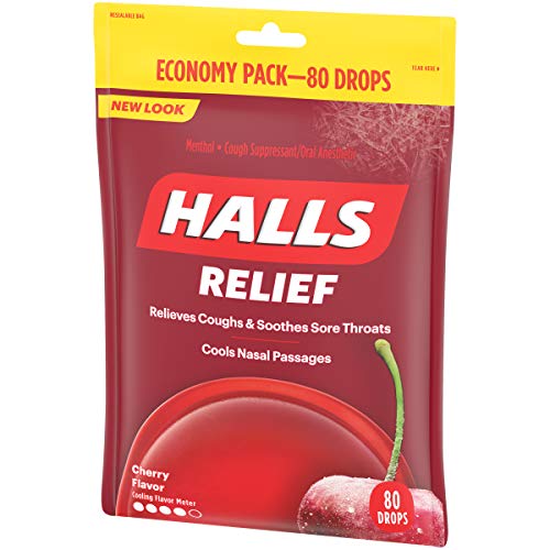 Halls Cherry Cough Drops - With Menthol - 960 Drops 12 Bags Of