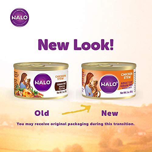 Halo Grain Free Natural Wet Cat Food, Chicken Stew, 3-Ounce Can