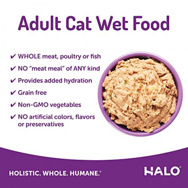 Halo Grain Free Natural Wet Cat Food, Chicken, Shrimp &Amp; Crab Ste