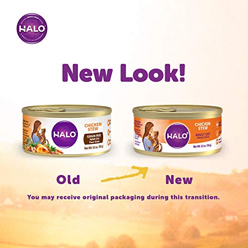 Halo Grain Free Natural Wet Cat Food, Chicken Stew, 5.5-Ounce Ca