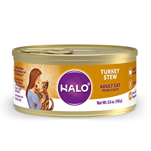 Halo Grain Free Natural Wet Cat Food, Turkey Stew, 5.5-Ounce Can
