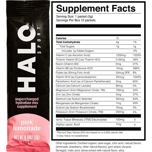 Halo: Hydration Powder Packets - Pink Lemonade - 12 Servings 5G
